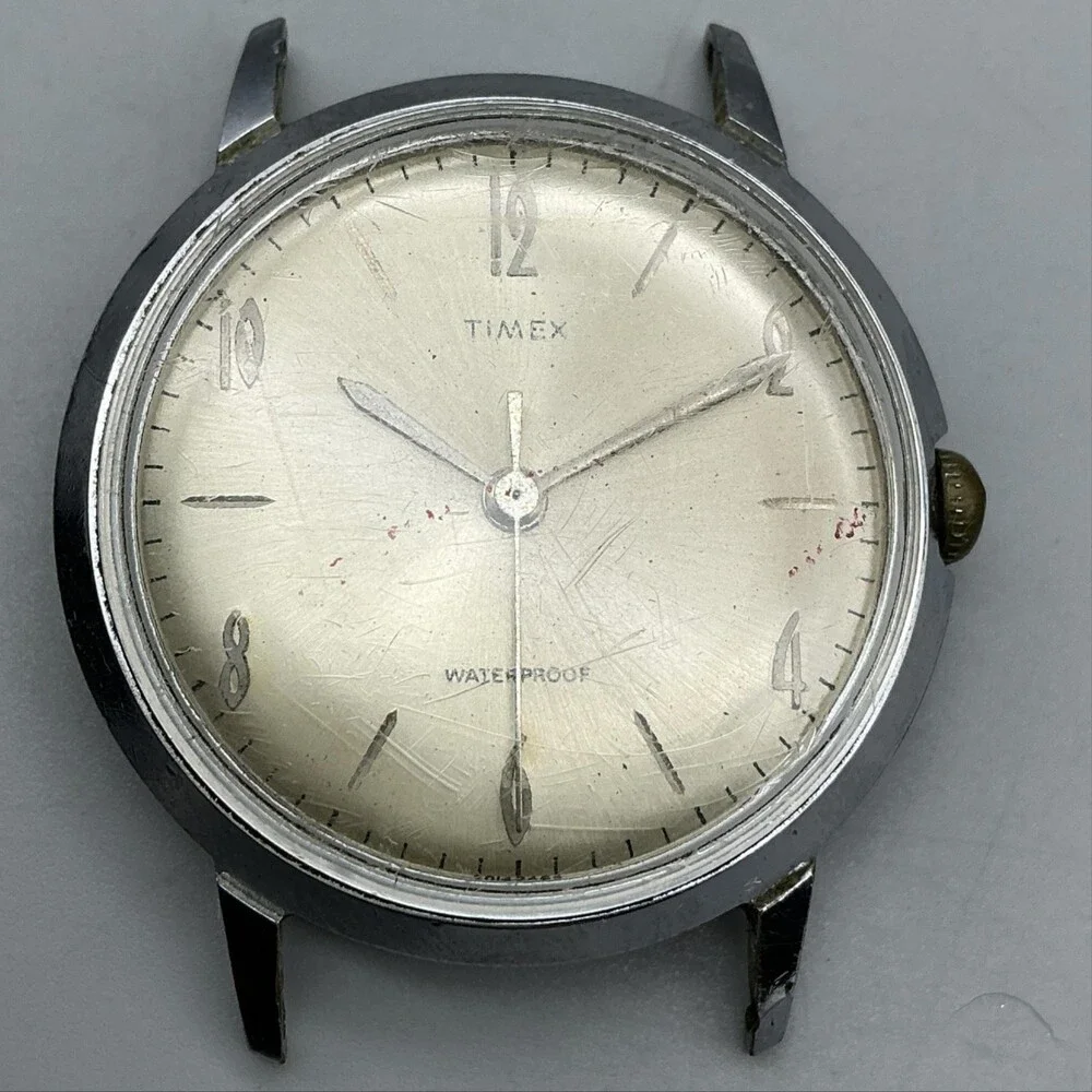 Vintage Timex Mens Watch 34mm Champagne Dial Manual Wind For Parts Not Running